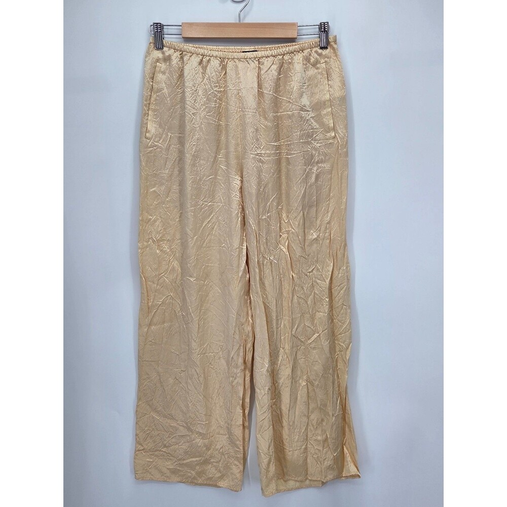 J Crew Cosmo Cropped Pants Womens Small Sweet Meringue Satin Wide Leg CN268